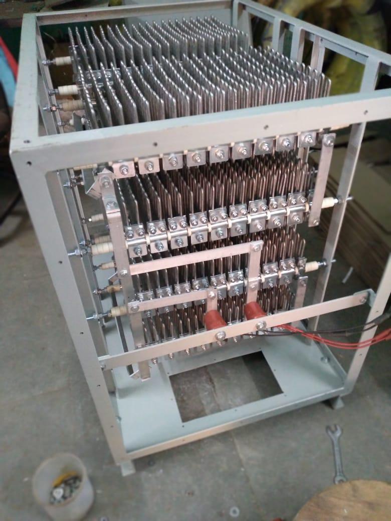 Industrial resistor assembly under manufacture